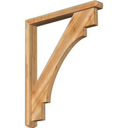 Ekena Millwork Merced Craftsman Rough Sawn Bracket w/ Offset Brace, Western Red Cedar, 4"W x 32"D x 38"H BKT0402X32X38MRC04RWR